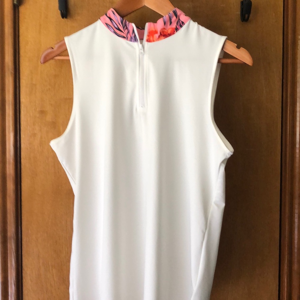 Tommy Bahama White and Coral Golf Shirt